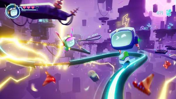 Иллюстрация уровня Boti Byteland Overclocked с деталями окружения