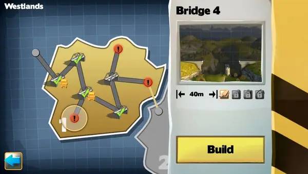 Иллюстрация уровня Bridge Constructor с деталями окружения