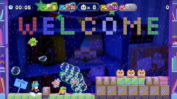 Иллюстрация уровня Bubble Bobble 4 Friends  The Baron's Workshop с деталями окружения