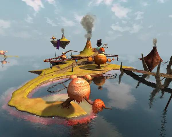 Иллюстрация уровня Cargo! The Quest for Gravity с деталями окружения