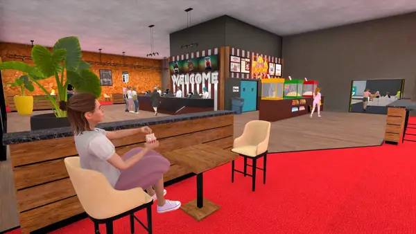 Иллюстрация уровня Cinema Simulator 2025 с деталями окружения