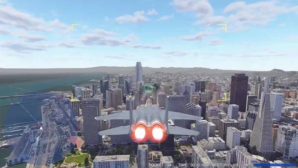 Иллюстрация уровня City Air Battle с деталями окружения