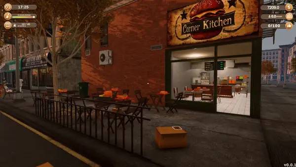 Иллюстрация уровня Corner Kitchen Fast Food Simulator с деталями окружения
