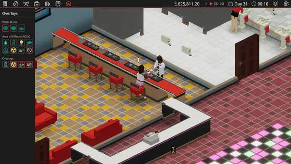 Иллюстрация уровня Definitely Not Fried Chicken с деталями окружения