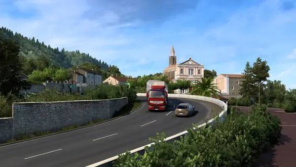 Иллюстрация уровня Euro Truck Simulator 2 - Vive la France ! с деталями окружения