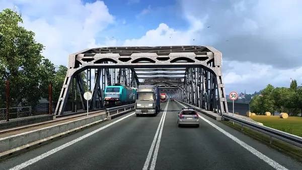 Иллюстрация уровня Euro Truck Simulator 2 Going East! с деталями окружения