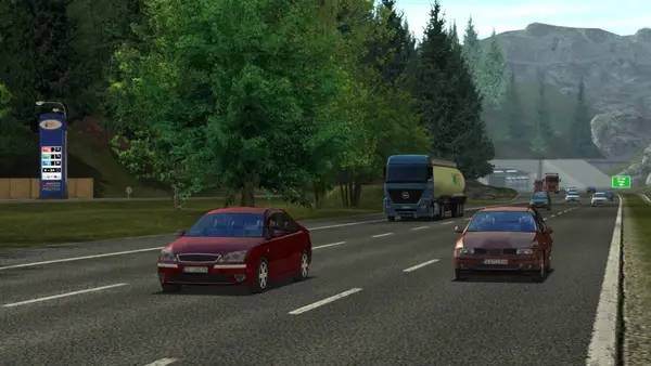 Иллюстрация уровня Euro Truck Simulator с деталями окружения
