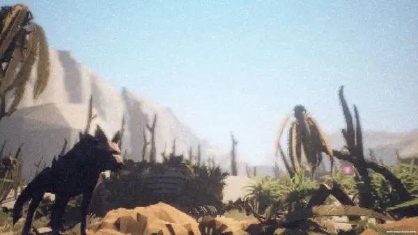 Иллюстрация уровня Excore Polygonal Wastelands с деталями окружения