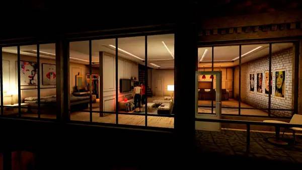 Иллюстрация уровня Fire Escape с деталями окружения