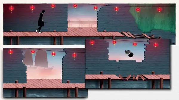 Иллюстрация уровня FRAMED Collection с деталями окружения