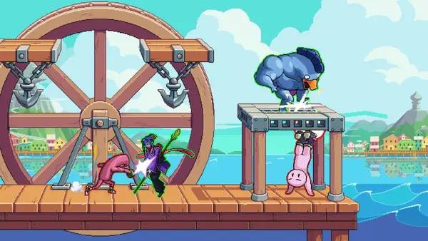 Иллюстрация уровня Fraymakers с деталями окружения