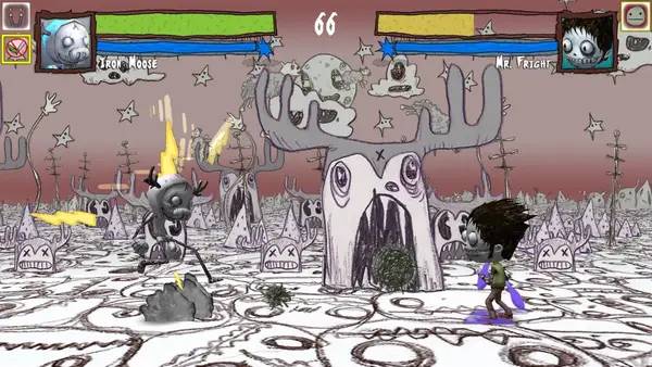 Иллюстрация уровня FrightShow Fighter с деталями окружения