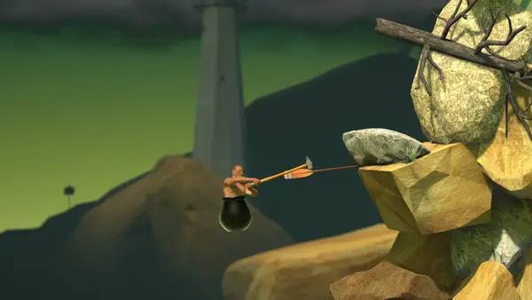 Иллюстрация уровня Getting Over It with Bennett Foddy с деталями окружения