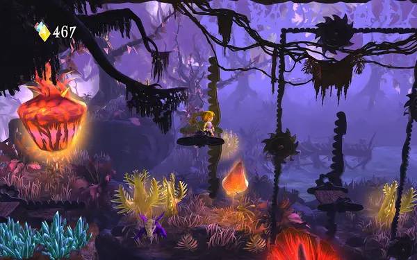 Иллюстрация уровня Giana Sisters  Twisted Dreams - Rise of the Owlverlord с деталями окружения