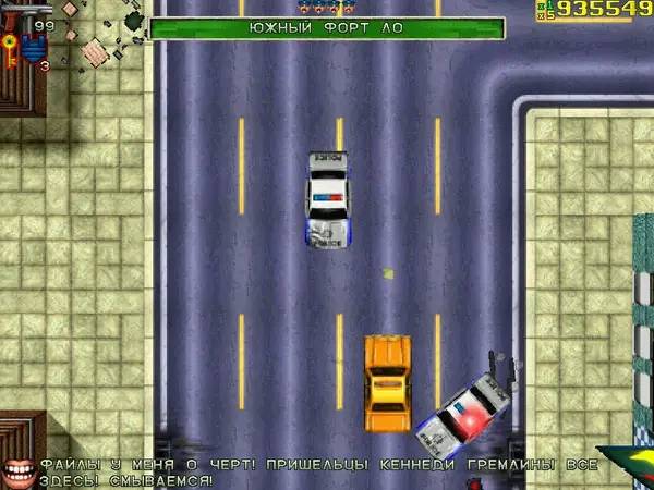 Иллюстрация уровня Grand Theft Auto 1 с деталями окружения