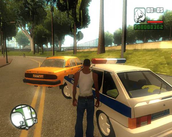 Иллюстрация уровня GTA San Andreas русские машины с деталями окружения