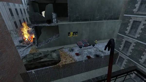 Иллюстрация уровня Half-Life 2 Build 2001 с деталями окружения