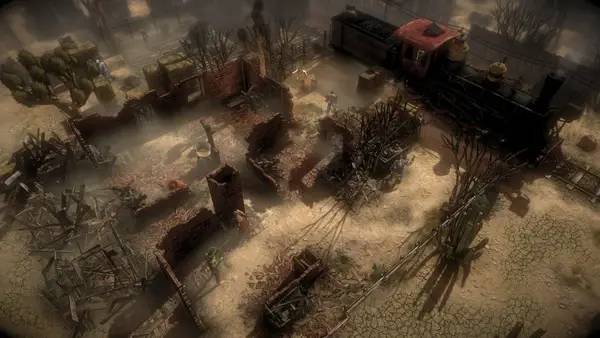 Иллюстрация уровня Hard West Scars of Freedom с деталями окружения