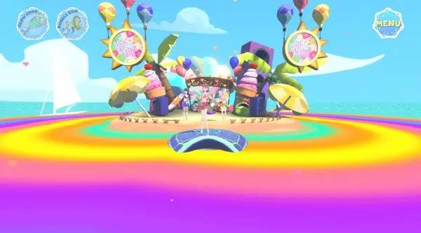 Иллюстрация уровня Hop Step Sing! VR Live Hop Summer 2nd с деталями окружения