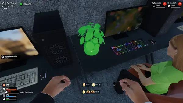 Иллюстрация уровня Internet Cafe & Supermarket Simulator 2024 с деталями окружения