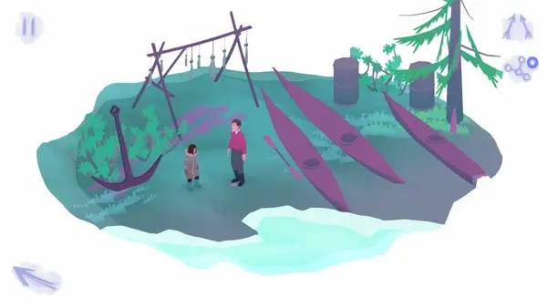 Иллюстрация уровня Inua - A Story in Ice and Time с деталями окружения