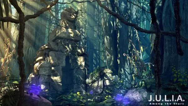 Иллюстрация уровня J.U.L.I.A. Among the Stars с деталями окружения