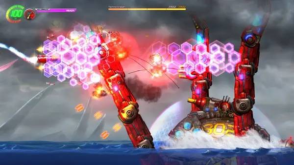 Иллюстрация уровня Jets'n'Guns 2 с деталями окружения