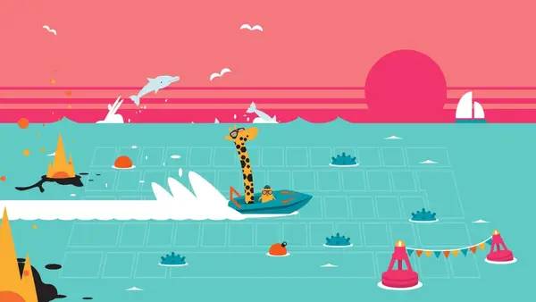 Иллюстрация уровня Keyboard Sports - Saving QWERTY с деталями окружения