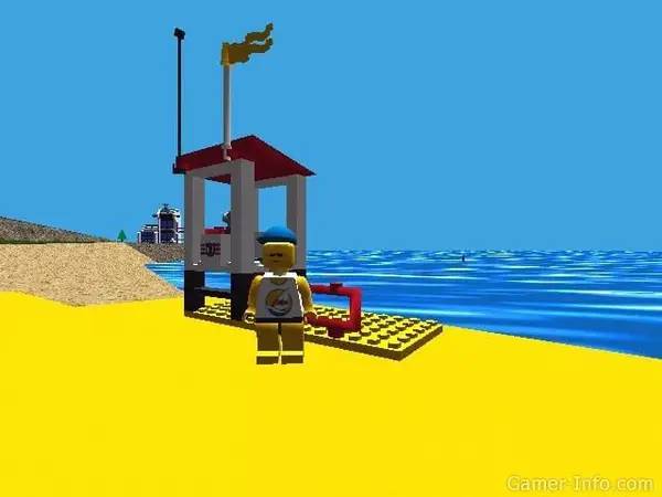 Иллюстрация уровня Lego Island с деталями окружения