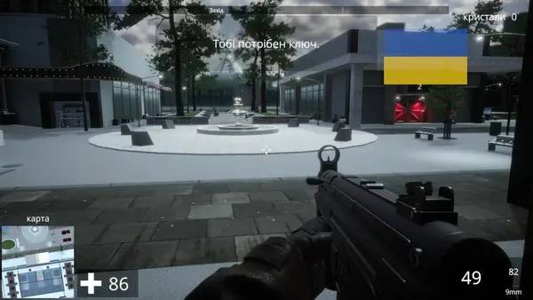Иллюстрация уровня Linguist FPS с деталями окружения