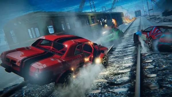 Иллюстрация уровня MadOut2 BigCityOnline с деталями окружения