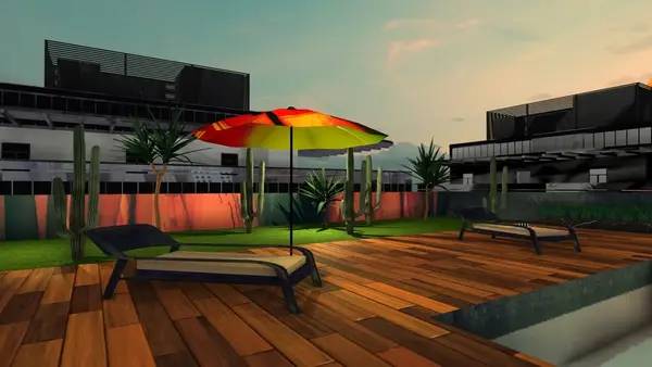 Иллюстрация уровня Mango с деталями окружения