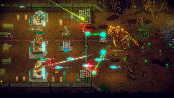 Иллюстрация уровня Mechs V Kaijus с деталями окружения