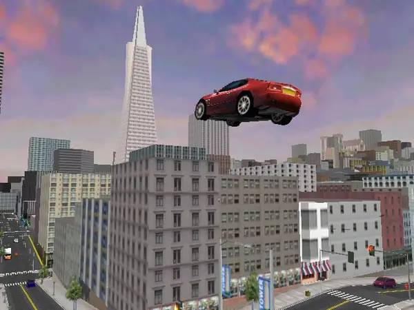 Иллюстрация уровня Midtown Madness 2 с деталями окружения