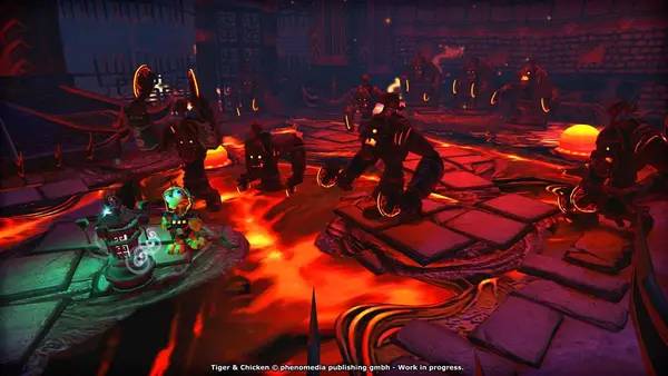 Иллюстрация уровня Moorhuhn Tiger and Chicken с деталями окружения