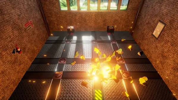 Иллюстрация уровня Mr Boom's Firework Factory с деталями окружения