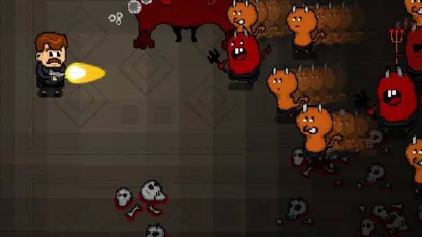 Иллюстрация уровня Mustache in Hell с деталями окружения