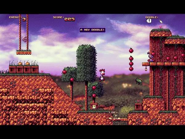 Иллюстрация уровня Pekka kana 2 с деталями окружения