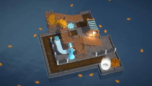 Иллюстрация уровня Puddle Knights с деталями окружения