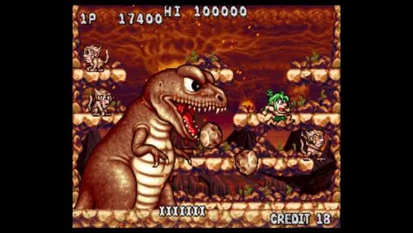 Иллюстрация уровня Retro Classix  Joe and Mac Returns с деталями окружения