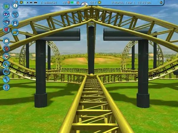 Иллюстрация уровня RollerCoaster Tycoon 3 Platinum с деталями окружения