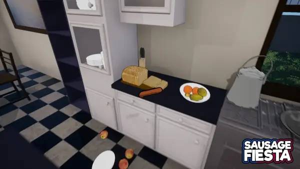 Иллюстрация уровня Sausage Fiesta с деталями окружения