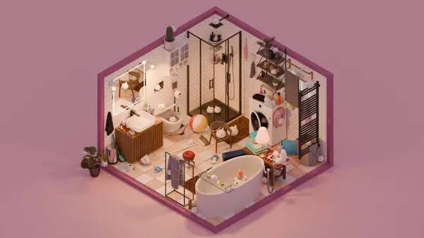 Иллюстрация уровня Seeking Cat с деталями окружения