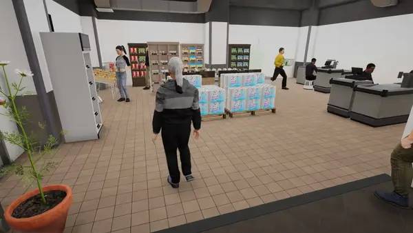 Иллюстрация уровня Shop Simulator Supermarket с деталями окружения