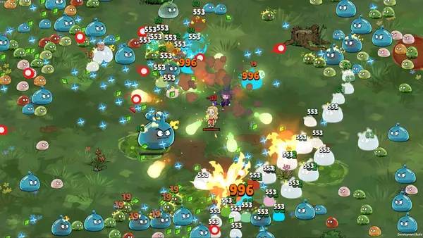 Иллюстрация уровня Skewer of Heroes Bubble Survivors с деталями окружения