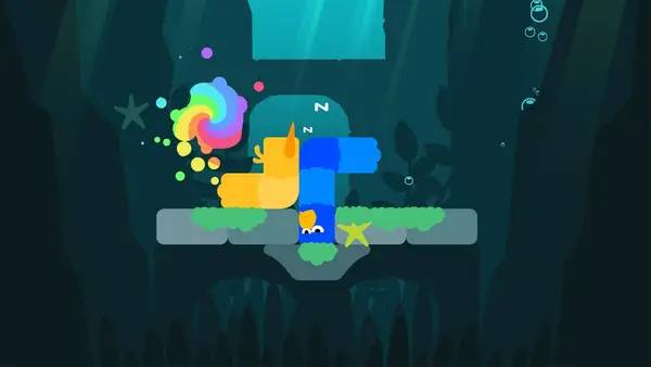 Иллюстрация уровня Snakebird Primer с деталями окружения