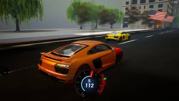 Иллюстрация уровня Super Drag Race с деталями окружения