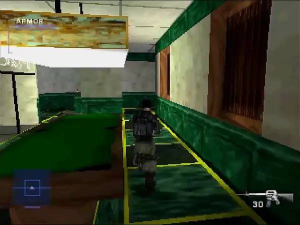 Иллюстрация уровня Syphon Filter с деталями окружения