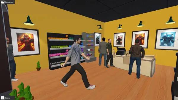 Иллюстрация уровня TCG Multiplayer Card Shop Simulator с деталями окружения