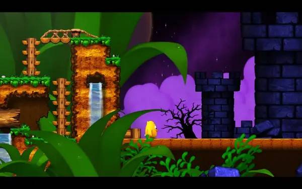 Иллюстрация уровня Toki Tori с деталями окружения